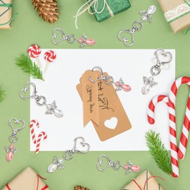 Ruicaifu 24PCS Angel Keychains, Guardian Angel Pendants with Organza Bags and Thank You Tag Angel Lucky Charm Keychains for Wedding Party Return Gifts Favors(Pink and White)