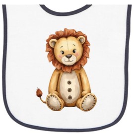 inktastic Vintage Knitted Plush Lion Baby Terry Cloth Bib White and Navy 464cc