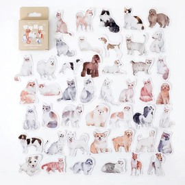 Pastel Kawaii Dog and Cat Stickers, 46 Pcs. Cute Animal Scrapbooking Supplies for Bullet Journals, Planners, DIY Crafts, and Aesthetic Stationery, Ideal Gift for Teens and Girls (Dogs Cats)