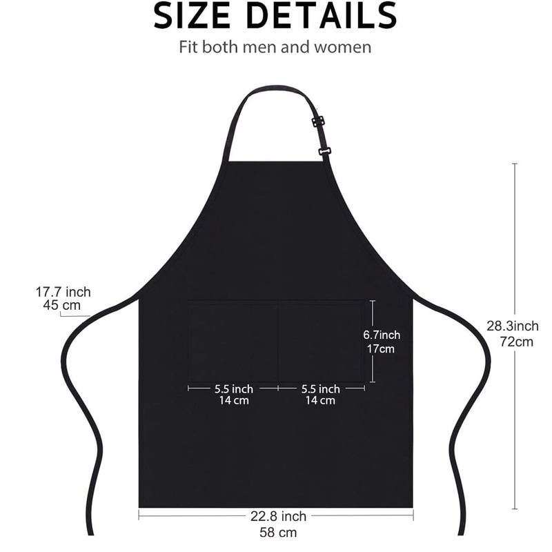 chenqi Kitchen Apron Adjustable Bib Apron with 2 Pockets, Unisex