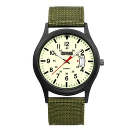 Simple Waterproof Watch for Men: Luminous Luminous Arabic Numerals Simulated Military Watch Outdoor 24 Hour Luminous Pointer Quartz Large Dial - Green
