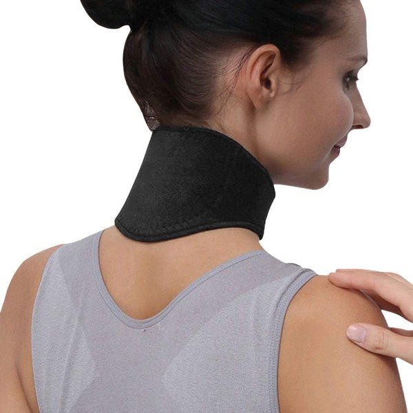 Self-Warming Neck Brace Neck Band Neck Warmer Tourmaline Neck Pad Neck Pillow Neck Wrap Strap with Velcro Fastening Collar Belt for Office Neck Pain