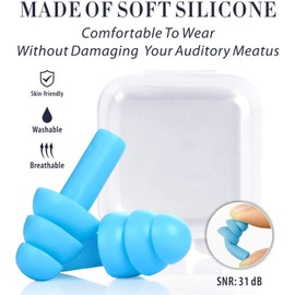 Tapones para oidos para dormir,Tapones Oídos de Espuma,Tapones de silicona reutilizables - 3 pares SNR 31, tapones suaves y cómodos para reducir el ruido para nadar, dormir, avión con estuche de viaje