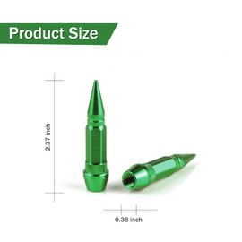 SINGARO 60mm Spiked Valve Caps,Aluminum Alloy Dustproof and Waterproof Tire Valve Stem Caps, Suitable for Cars, Trucks and Motorcycles (4PCS Green)