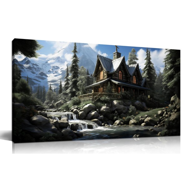 ANCXWOTER Landscape Canvas Wall Art Green Forest Large Artwork for
