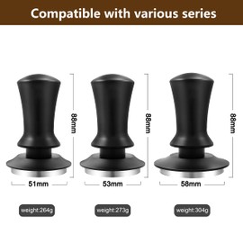 K COOL Espresso Hand Tamper, Premium Barista Coffee Tamper with Calibrated Spring, 100% Flat Stainless Steel Base Tamper for Breville Series 54mm Portafilter Basket (53mm, Black)