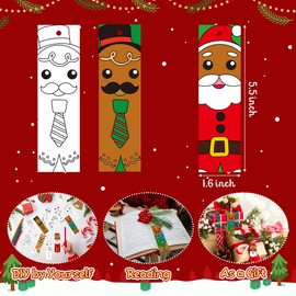 BWkoss 75Pcs Christmas Color Your Own Bookmarks for Kids Winter Theme DIY Coloring Blank Bookmark Xmas Party Game Prize Goodie Bag Fillers Gift Tags Students Reading Classroom Reward Supplies