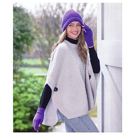 Double Knit Knitting Pattern - Ladies Poncho Hat & Fingerless Gloves (UKHKA 238)
