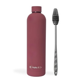 Anoko & Co. Insulated Stainless Steel Water Bottle with Cleaning Brush - 32Oz Matte finish–Leakproof, BPA-Free, Double-Wall Vacuum Flask | Keeps Drinks Hot for 12H & Cold for 24H | for the go