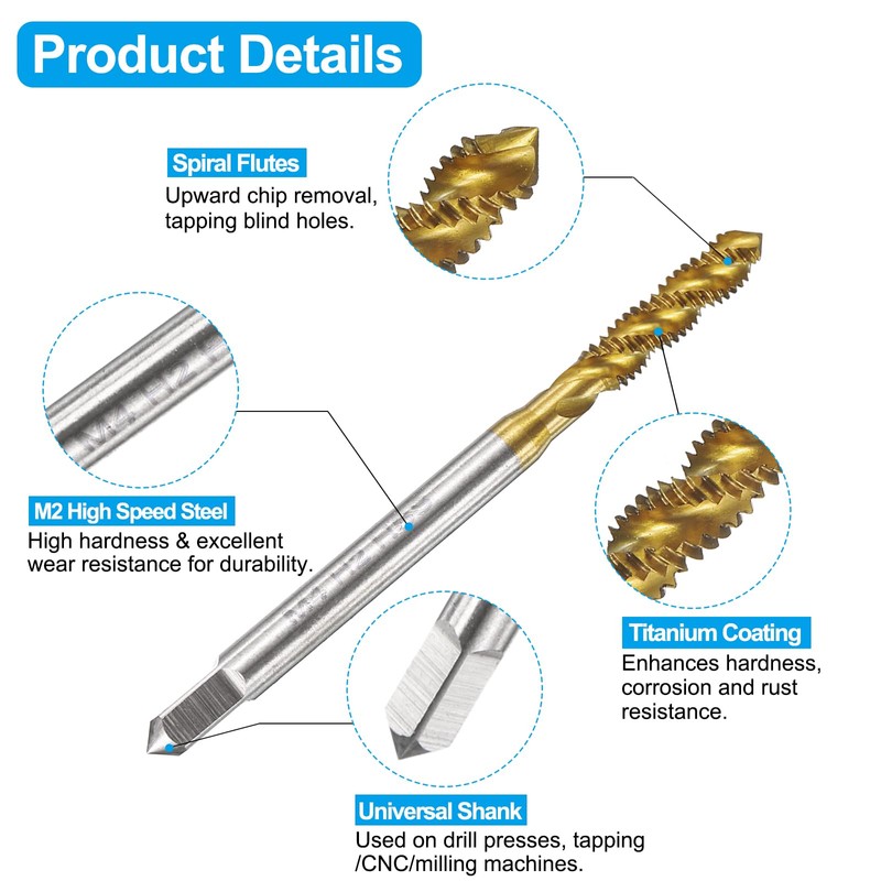 sourcing map Tap and Drill Bit Set, 4pcs M4 x