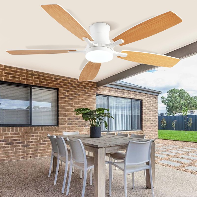 FUMLTP Ceiling fans with Lights, 54Inch RGB Low Profile Ceiling