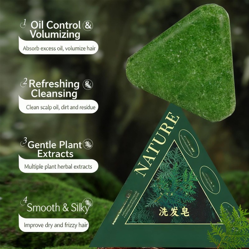 NovaCharm Seven Green Shampoo Bar-Nature Triangle Shampoo Bar For Women