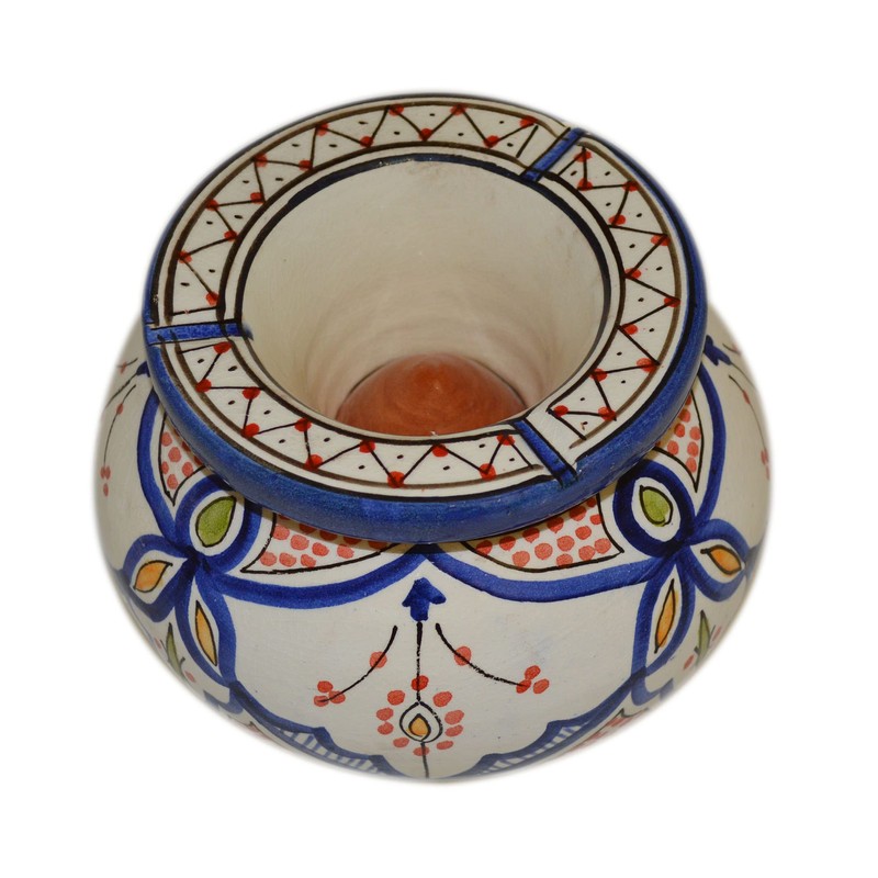 Ceramic Ashtrays Smokeless Exquisite Large Glazed White & Blue