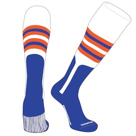 PEAR SOX OTC Baseball Softball Stirrup Socks (F, 9in) White, Orange, Royal, R (M)