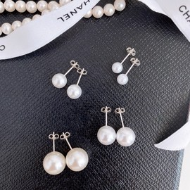 Silver 925 Classic Pearl Earrings 6mm 8mm 10mm 12mm Hanbok Mixed Self Wedding 8mm / 실버925 클래식 진주 귀걸이 6mm 8mm 10mm 12mm 한복 혼주 셀프웨딩 8mm