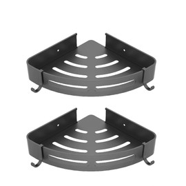 DJRDym Corner Caddy Bathroom Shower Shelf Wall Mounted No Drilling 2 Tier Storage Shelves Adhesive Triangle Baskets Silver Bathroom Kitchen Storage Basket (2-Pack, Gray)