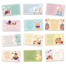 Easter Party Games - Easter Bunny Scavenger Treasure Hunt Clues Cards - Easter Party Supplies Spring Party Decorations (12 Cards with Colourful Envelopes)-02