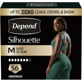Depend Silhouette Adult Diapers, Incontinence & Postpartum Bladder Leak Underwear for Women, Maximum Absorbency, Medium, Black, 56 Count (2 Packs of 28), Packaging May Vary