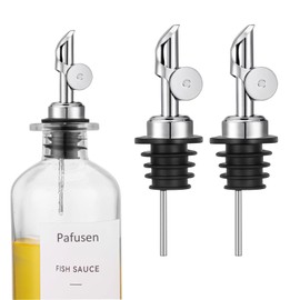 Pafusen 2 Pack Auto Flip Olive Oil Dispenser, Liquor Pour Spout, Oil Dispenser for Kitchen, Easily Turn Your Bottles into Dispensers for Liquor, Vinegar, Coffee Syrup or Oils, Weighted Pourer, Silvers
