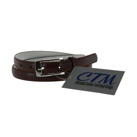 CTM Women's Skinny Leather Belt,Brown,Large
