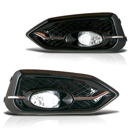 HEADLIGHTSDEPOT Halogen Fog Light Kit With Clear Lens Compatible With Honda Civic 2014-2015 Coupe