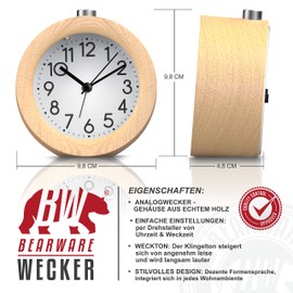 Csl – Analogue Alarm Clock without Ticking – Round