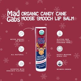 Mad Gab's Moose Smooch Cranberry Kiss Lip Balm 3pk | Moisturizing and Certified Organic | Made with Organic Olive Oil and Beeswax