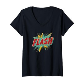 Womens Brighten Up Your Style with a Flash Statement V-Neck T-Shirt