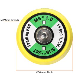 uxcell 2 Inch Hook and Loop Backing Sanding Pads with M6*1mm Thread for Diamond Sanding Finishing Polishing Buffing Pads, Yellow + Black 2pcs