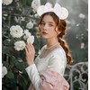 Bianbaistar White Velvet Mouse Ear Headband with Pearl Accents -