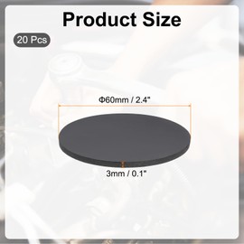 PATIKIL Rubber Solid Discs Washers, 20 Pcs 60mm OD x 3mm Thick Rubber Round Gasket Pad Bushings Spacer Washer for DIY Gasket Craft, Black
