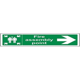 V Safety Fire Assembly Point - Fire Assembly Point Arrow Right - 300 X 100mm