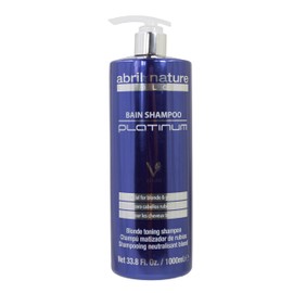 Abril Et Nature Bain Shampoo Platinum - 1000 ml - Purple Toning Shampoo - to Tone Down Grey or Bleached Hair - Eliminates Brassy Yellow Tones-Keratin Hair Treatment