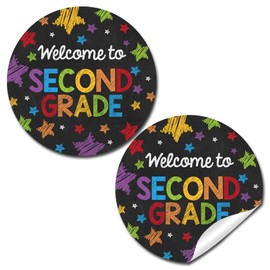 Back to School Stickers for Kids Chalkboard Welcome to 2nd Grade 40 2" Welcome Back Gift Tag Stickers Bulk Teacher Stickers Student Encouragement, Inspiration & Appreciation by Amanda Creation