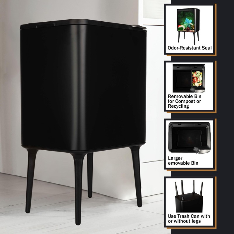 Home-Complete Trash Can - 8.7-Gallon Trash Can with Lid, Removable