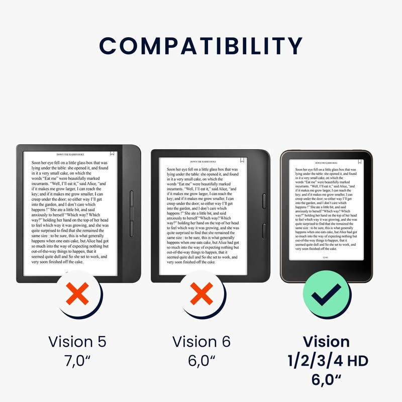 kwmobile Case Compatible with Tolino Vision 1/2 / 3/4 HD