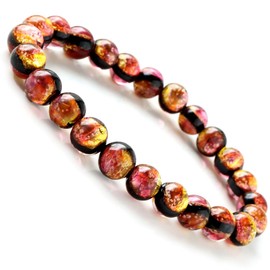 Glow in the Dark Kerama Sunset Orange Firefly Glass Bracelet, Men's, Women's, 0.3 inches (8 mm), Okinawa, Kerama Islands, Inner Diameter: Approx. 7.9 inches (20 cm)