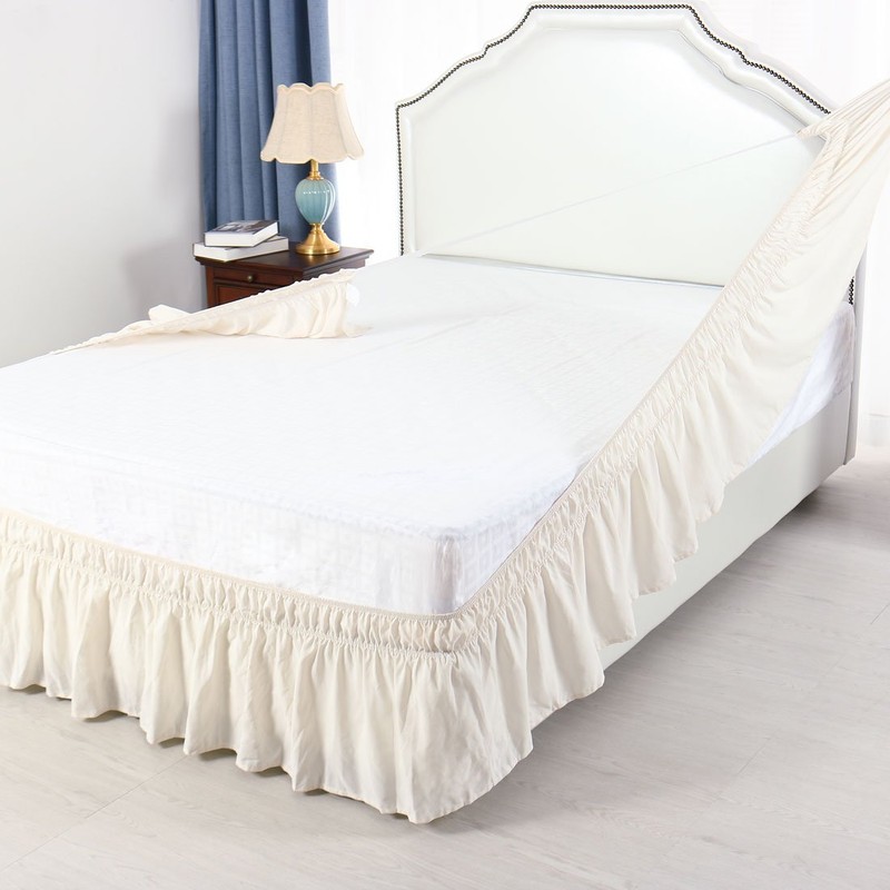 PiccoCasa Elasticated Bed Skirt Ruffled Bed Base Wrap Around Bed