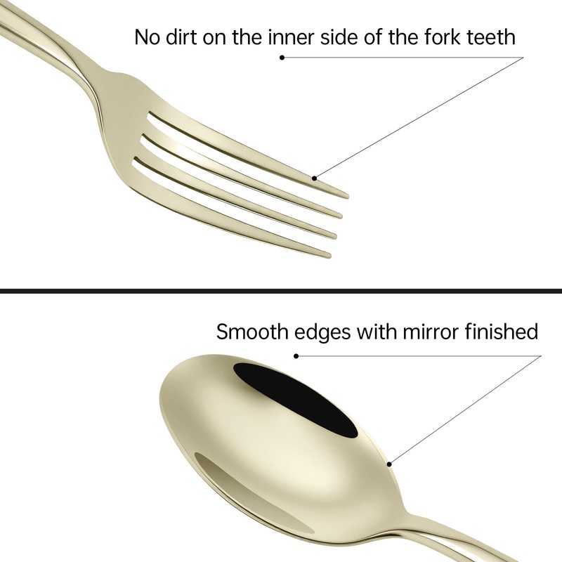 Kelenfer Champagne Gold Silverware Set 18/10 Stainless Steel Flatware Set,