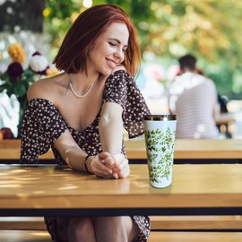 QualityVibe 22oz Stainless Steel Insulated Coffee Tumbler with Straw & Lid. Tra