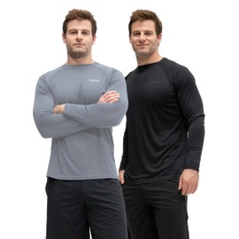 KISTA 2 Pack Men's Thermal Long Sleeve Compression Shirts, Mock/Turtleneck Winter Sports Running Base Layer Top (2X-Large, Black/Gray)