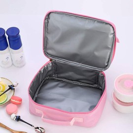 Handheld Lunch Box, Reusable Insulated Flip Sequins Lunch Tote Bag Handheld Box Roomy Carry Bag Lunchbox Gifts for Women,Kids Lunch Box Glittering Shining Travel Meal Tote Kit (Pink Star)