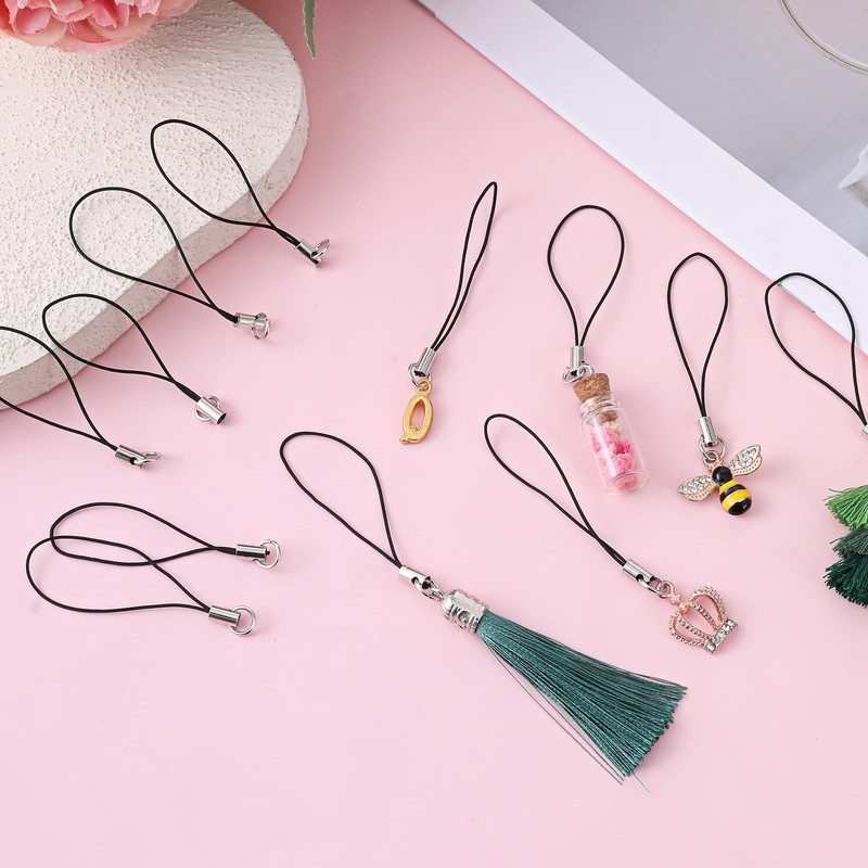 100Pcs Phone Charm Kit,Keychain String,Thread Keychain Cell Phone Charm String