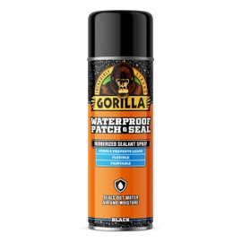 Gorilla Waterproof Patch & Seal Rubberized Sealant Spray, Black, 16 Ounce (Pack of 1) - Seals Out Water, Air, and Moisture