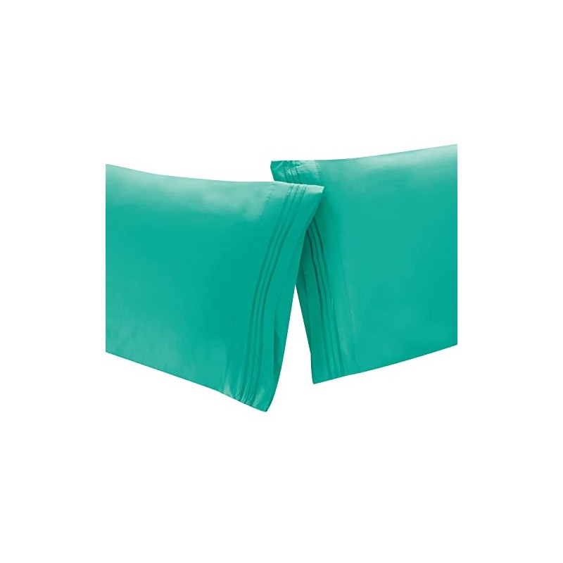 Clara Clark Double Brushed Microfiber Luxury Pillow Covers, Mint Green,