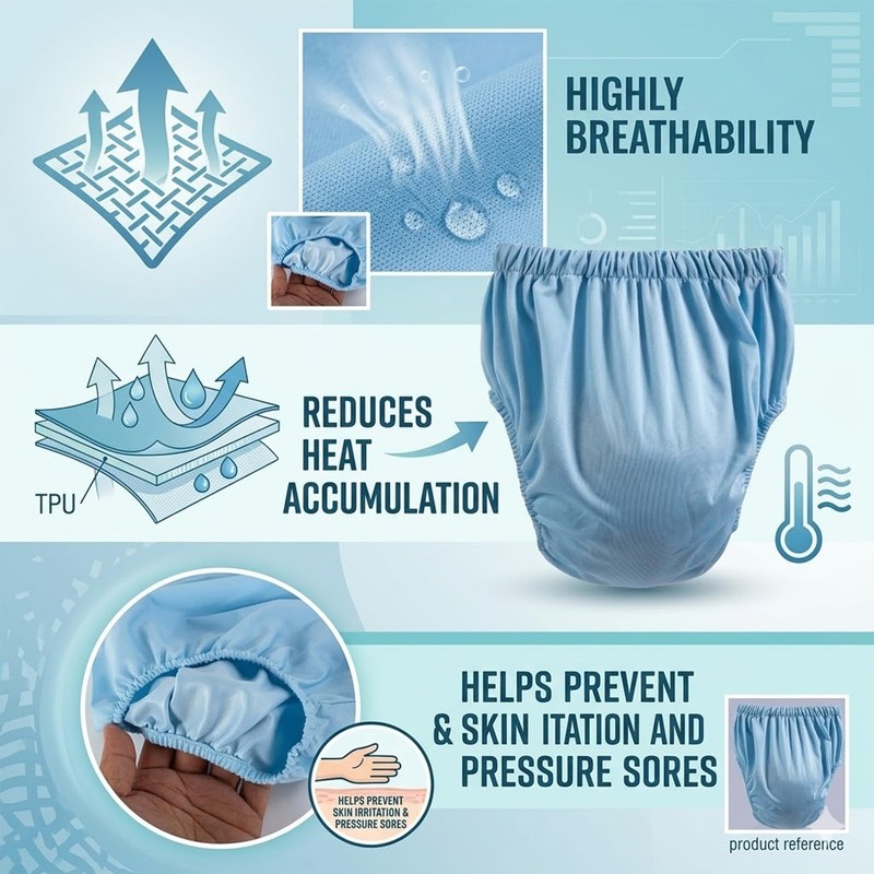 Unisex Incontinence Pants,Waterproof TPU Diaper Cover for Overnight