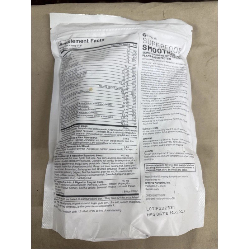 IT WORKS! Superfood Smoothie+ - Tropical Fruit Mfd 12/23 Exp