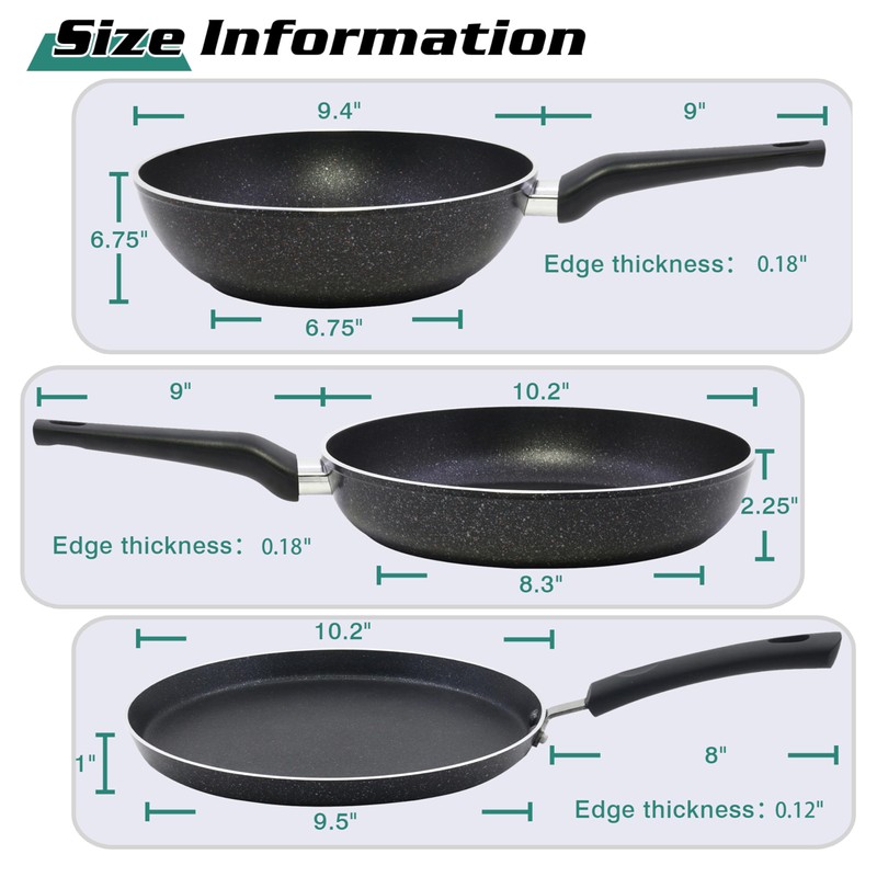Vivicreate 3 pcs pan set deep fry pan, fry pan,