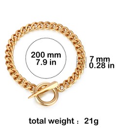 FRUMOS Dainty Layering Bracelets for Women 18 k Gold Plated Fashion Chunky Cuban Paperclip Link Chain Bracelets Jewelry for Women Girls Gift(Claw t-bar Bracelets)