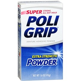 SUPER POLIGRIP Extra Strength Denture Adhesive Powder 1.60 oz (Pack of 9)